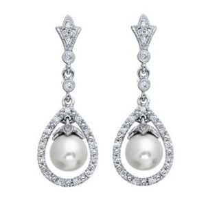 Neil Lane Pearl & Diamond Drop Earrings